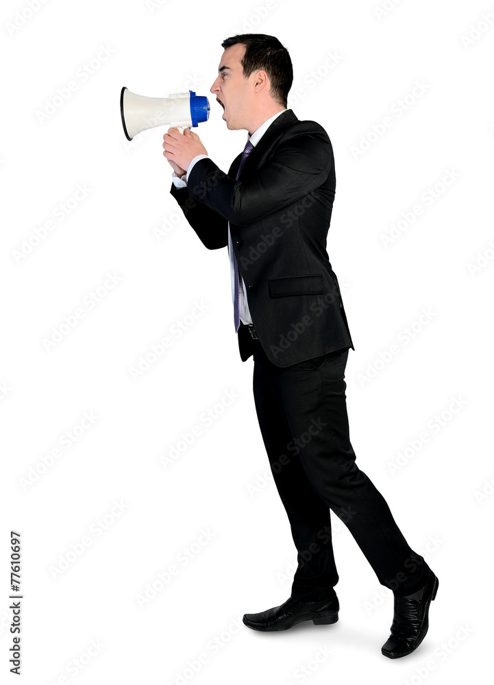 Fototapeta premium Business man with loudspeaker