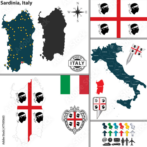 Map of Sardinia, Italy
