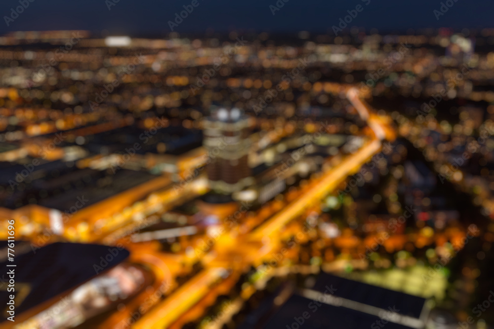 Defocused aerial view of Munich