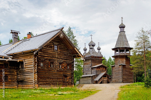 wooden church and house