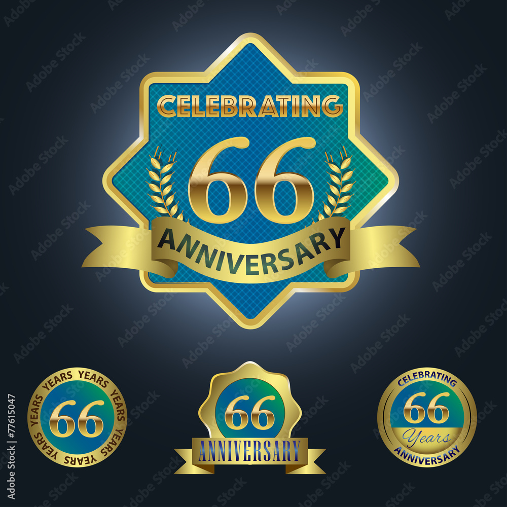 Celebrating 66 Years Anniversary - Blue seal with golden ribbon Celebrating 66 Years Anniversary - Blue seal with golden ribbon