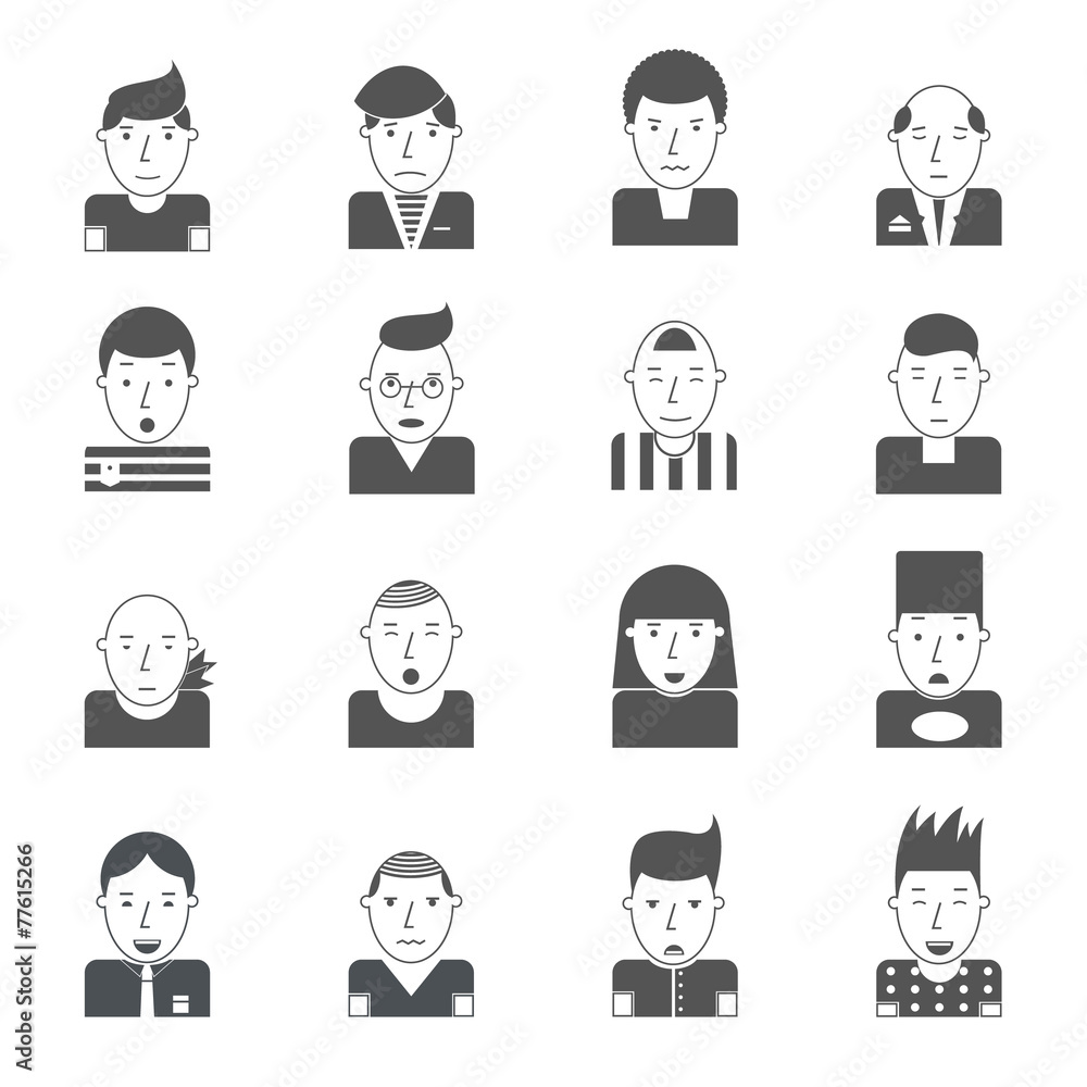 Fototapeta premium Man Faces Icons
