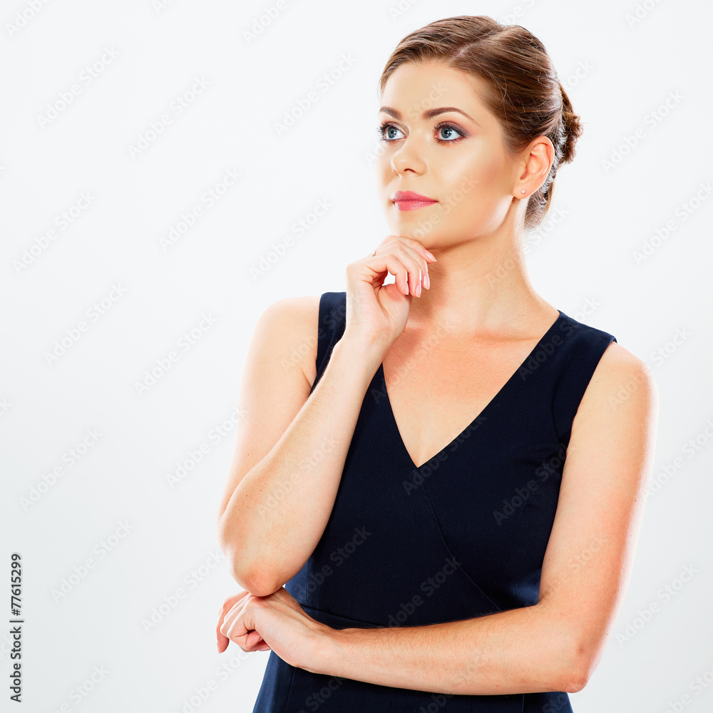 Business woman portrait with arms isolated on white Business woman portrait with arms isolated on white