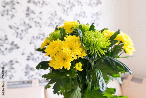 Bouquet of yellow and green Chrysanthemum
