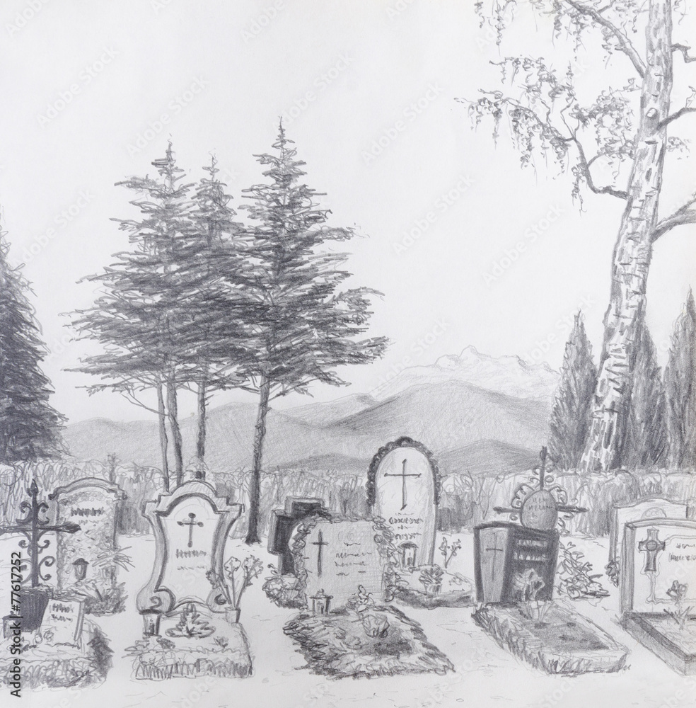 Cemetery Drawing Vector Images over 6700