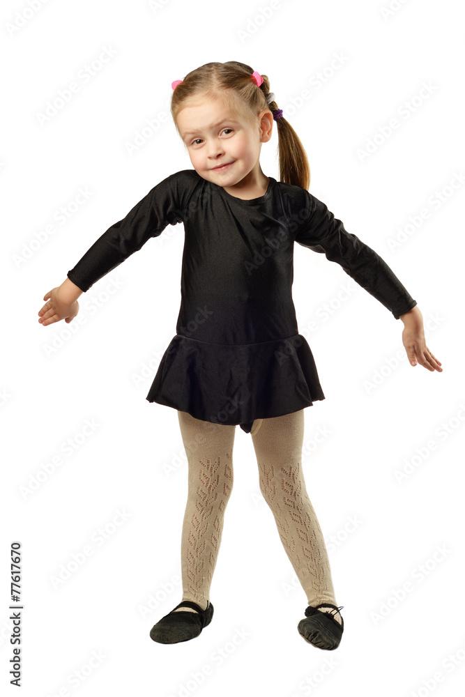 Little Girl dancer isolated on White Background