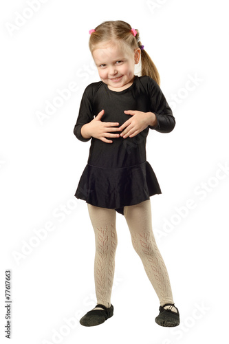 Little Girl dancer isolated on White Background