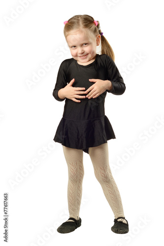 Obraz na płótnie Little Girl dancer isolated on White Background w salonie