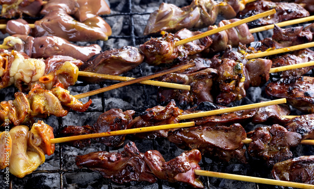 Grilled pork liver and pork same as Bar B Que. Grilled pork liver and pork same as Bar B Que.