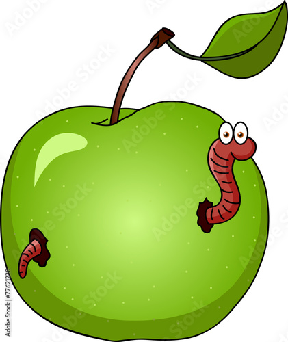 Worm and apple