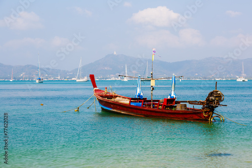 landscape the sea, the boat in a bay of a chalong