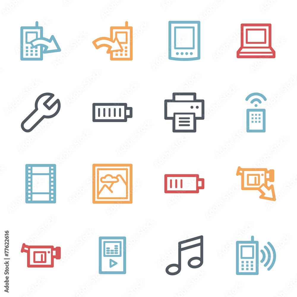 Mobile content web icons set Mobile content web icons set