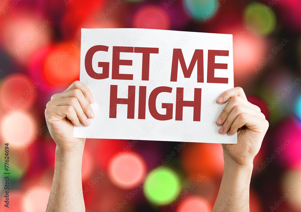 Get Me High card with colorful background Get Me High card with colorful background