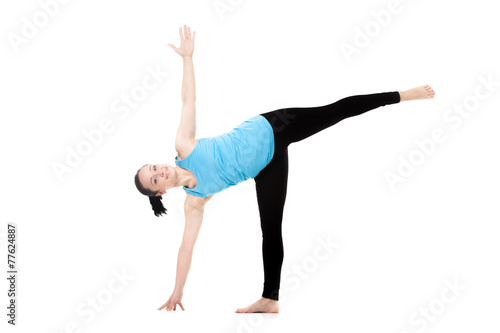 Yogi female in yoga Pose Ardha Chandrasana