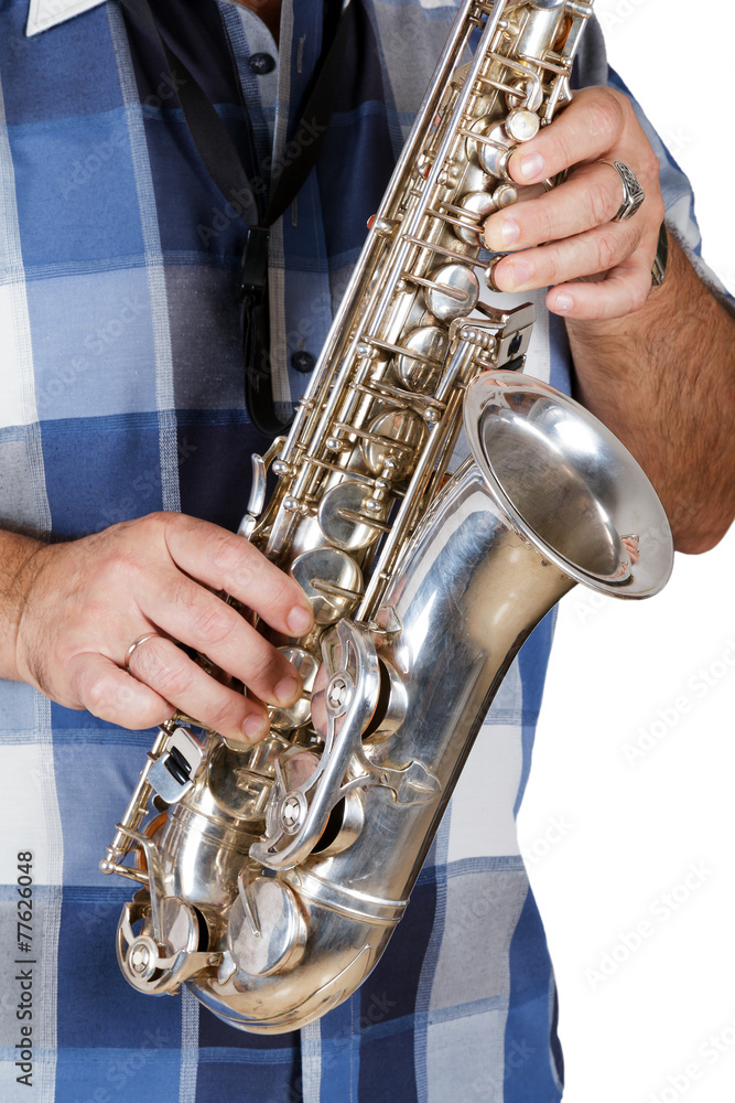 Obraz premium man playing the saxophone