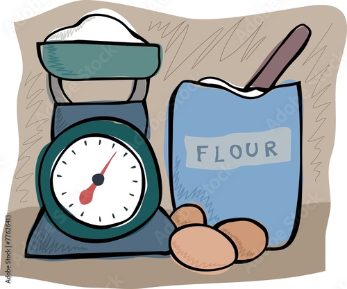 kitchen scales & flour