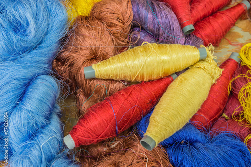 Group of Raw silk thread and messaline photo