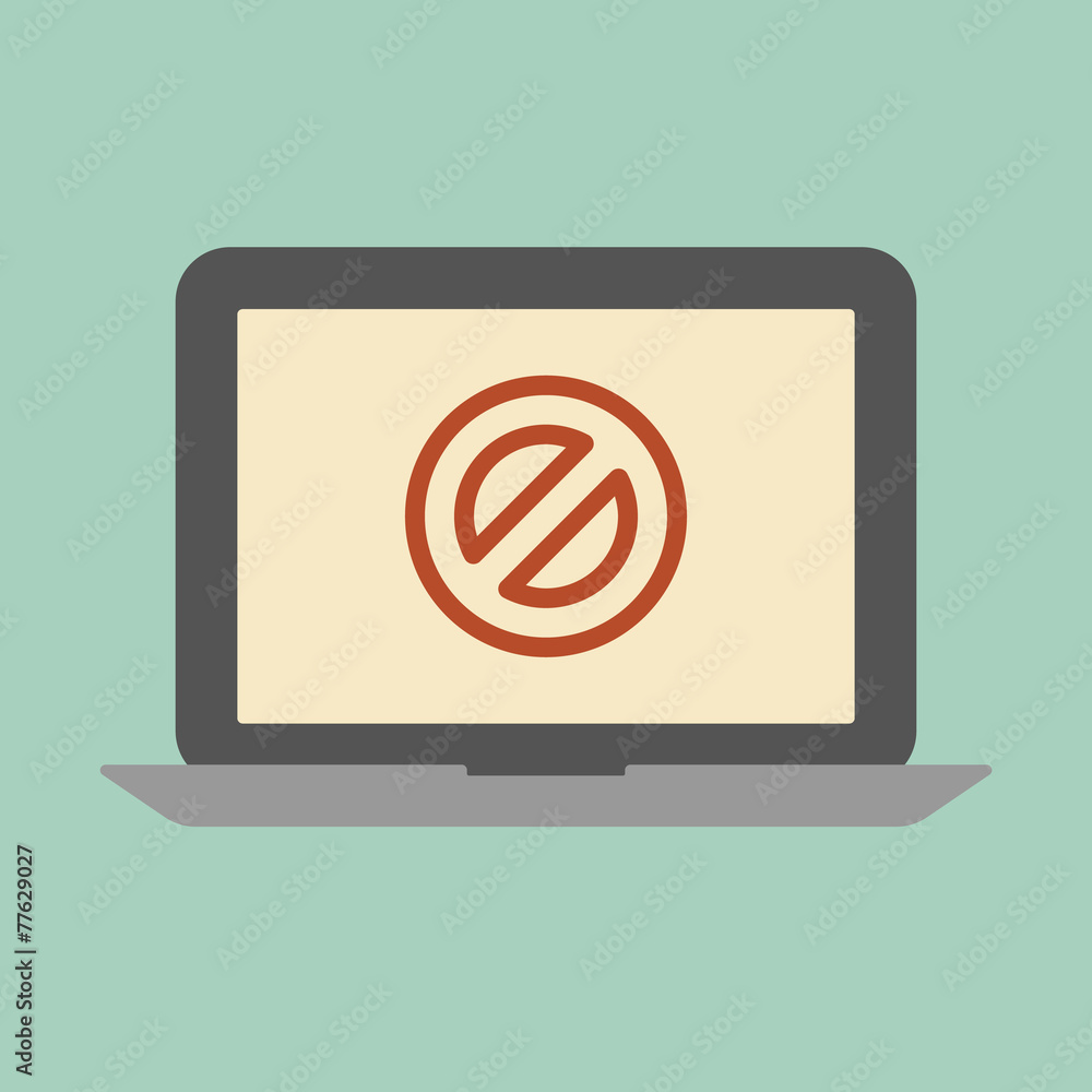 Block concept. Laptop screen Block concept. Laptop screen