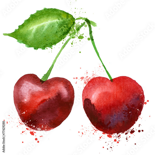 Cherry vector logo design template. fruit or food icon.