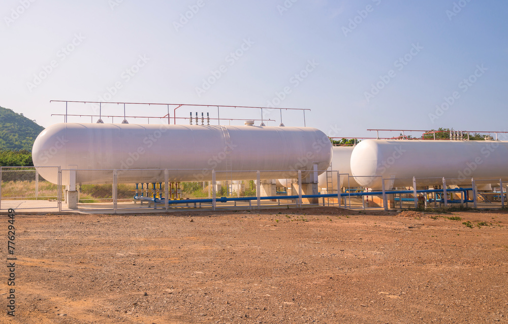 Natural Gas storage tanks in industrial plant. Natural Gas storage tanks in industrial plant.