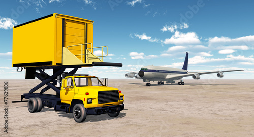 Airport catering truck and airliner