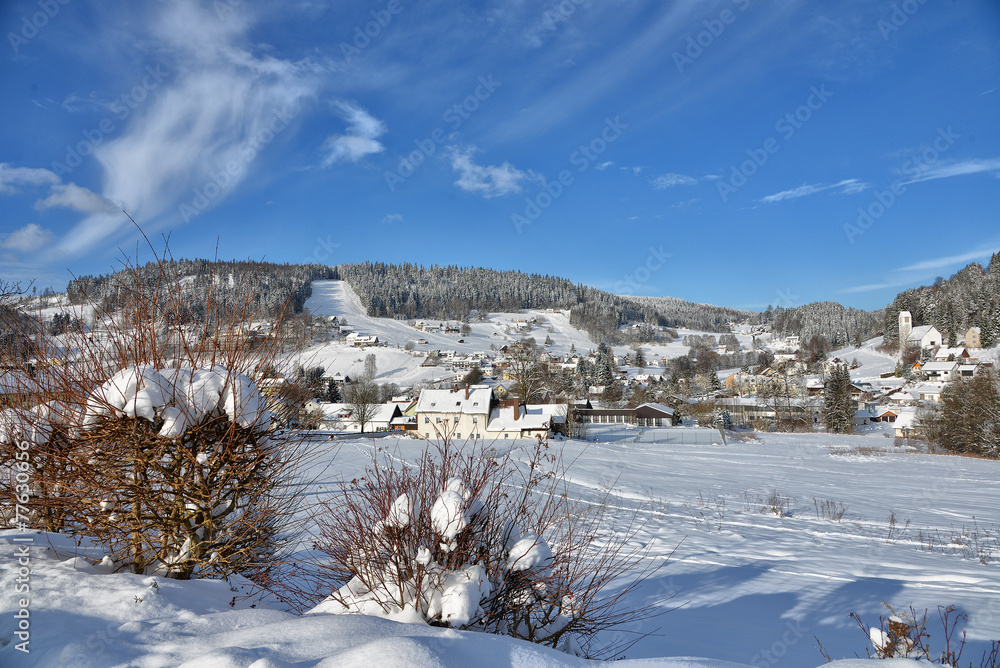 Naklejka premium Winter Landschaft Schnee Warmensteinach