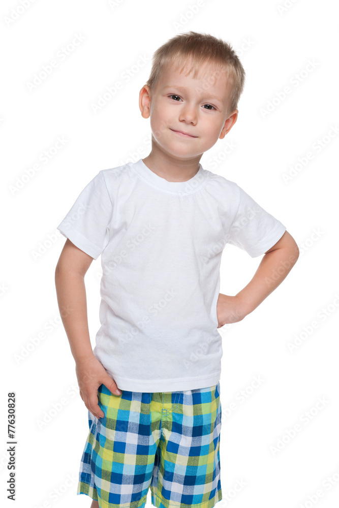 Smiling little boy in a white shirt Smiling little boy in a white shirt