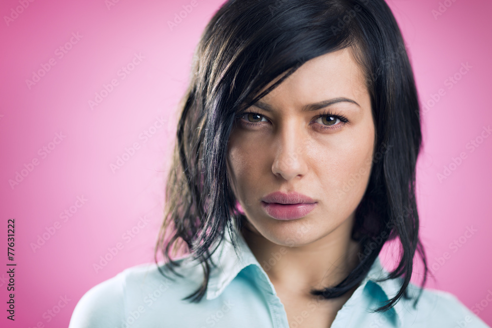 Portrait of earnest girl with authentic look. Portrait of earnest girl with authentic look.