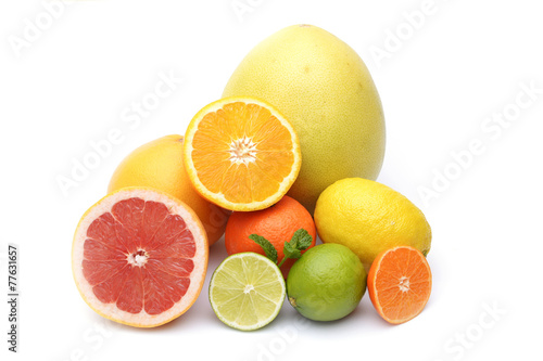 Assortment of exotic fruits isolated on white