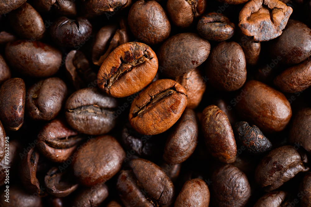 Naklejka premium Roasted coffee beans, food Background