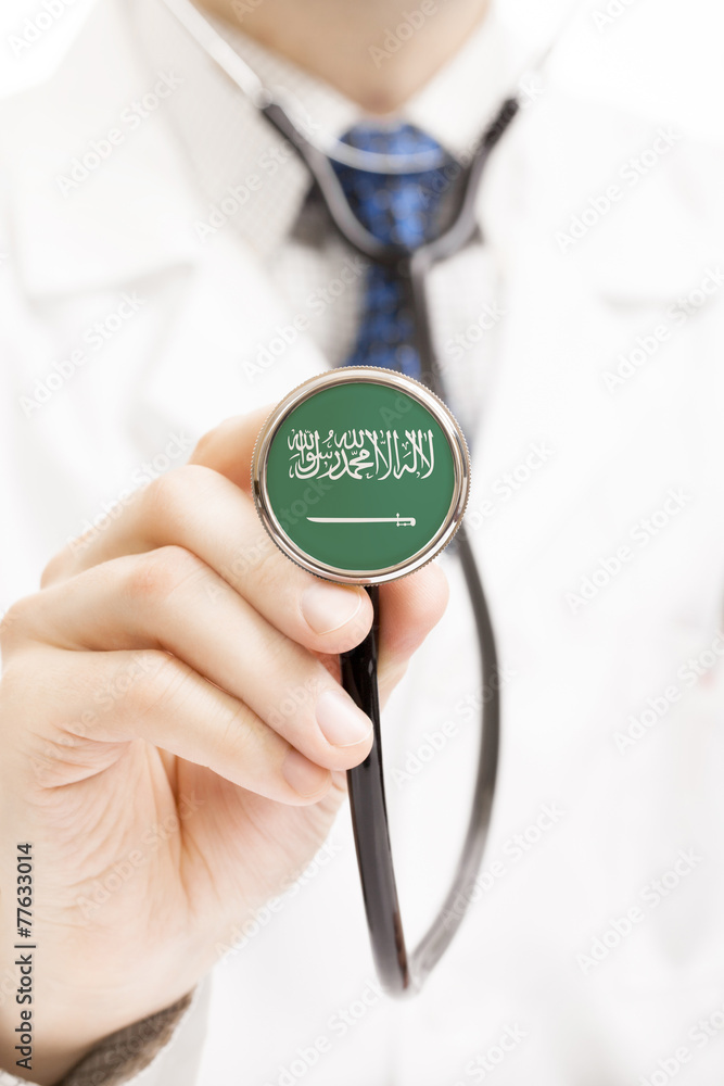 National flag on stethoscope conceptual series - Saudi Arabia National flag on stethoscope conceptual series - Saudi Arabia