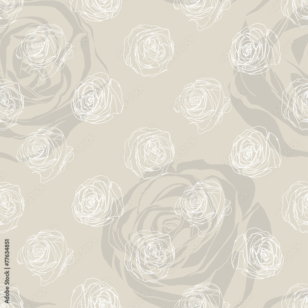 Little Rose beige background. Vector Illustration.