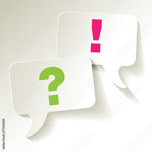 speech bubbles question mark green exclamation pink