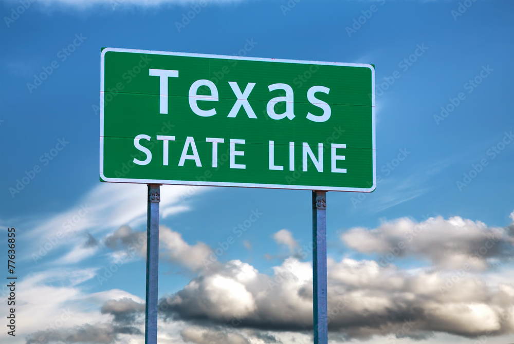 Texas state line sign