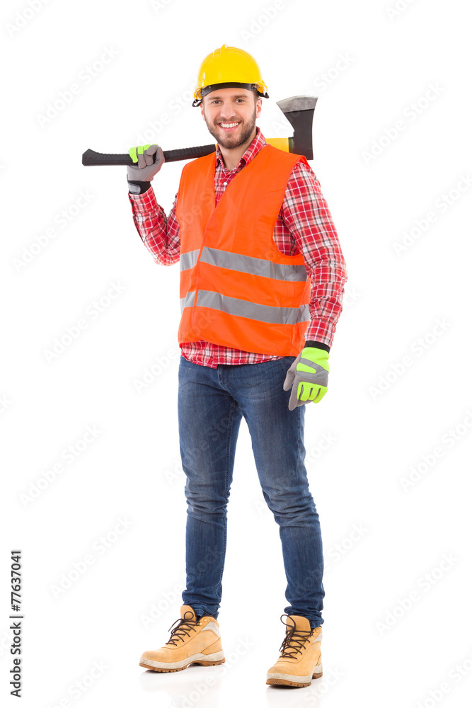 Lumberjack posing with an axe Lumberjack posing with an axe