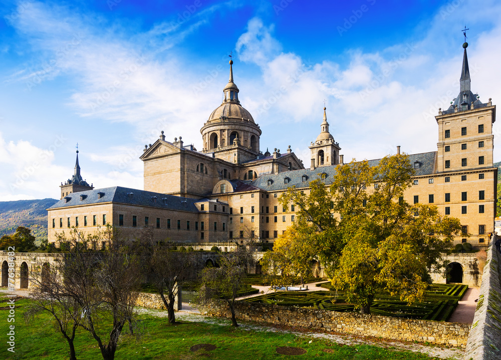 El Escorial. View of Royal Palace in autumn