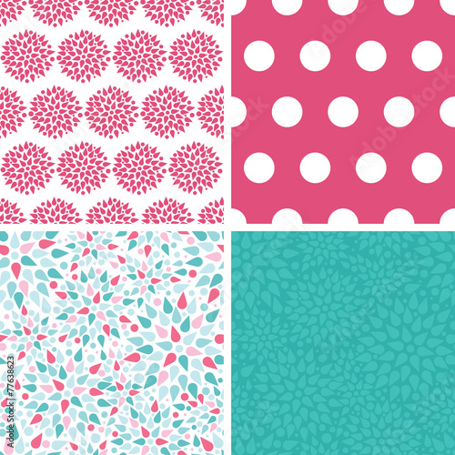 Vector abstract colorful drops set of four marching repeat