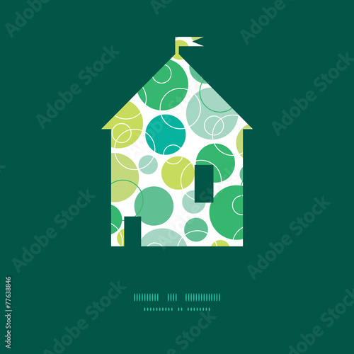 Vector abstract green circles house silhouette pattern frame