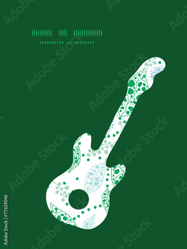 Vector abstract blue and green leaves guitar music silhouette