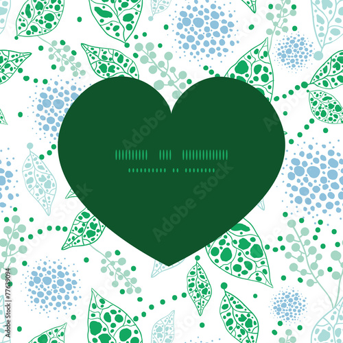 Vector abstract blue and green leaves heart silhouette pattern