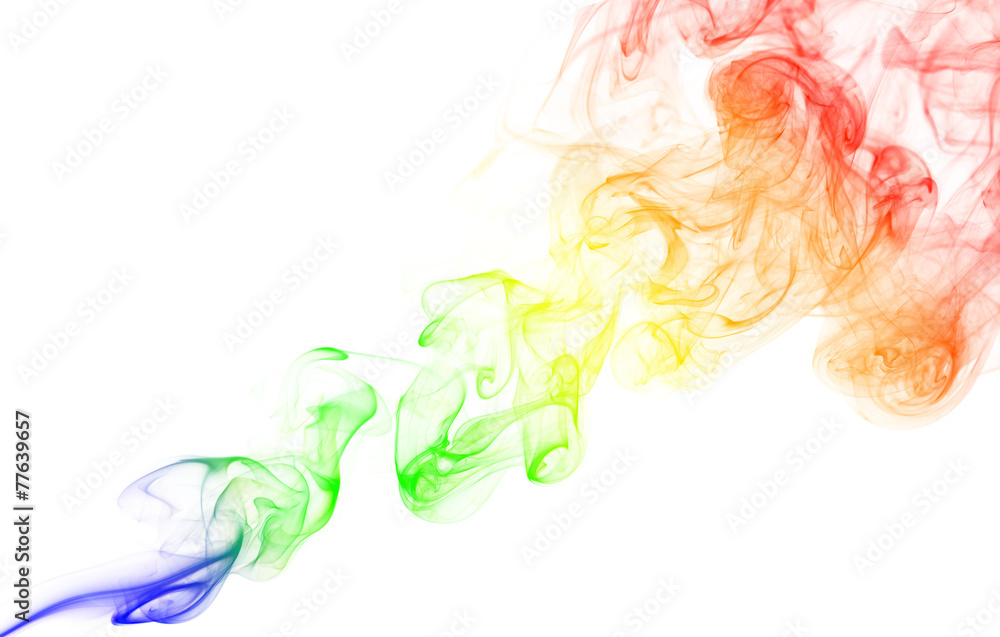 Abstract smoke swirls over white background