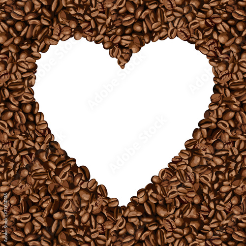 Heart shaped frame made of coffee bean