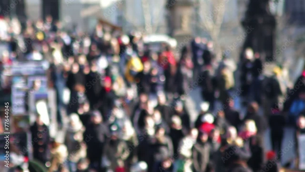 Anonymous crowd of people, tourists, on Charles Bridge in Prague Anonymous crowd of people, tourists, on Charles Bridge in Prague