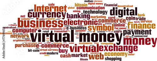 Virtual money word cloud concept. Vector illustration