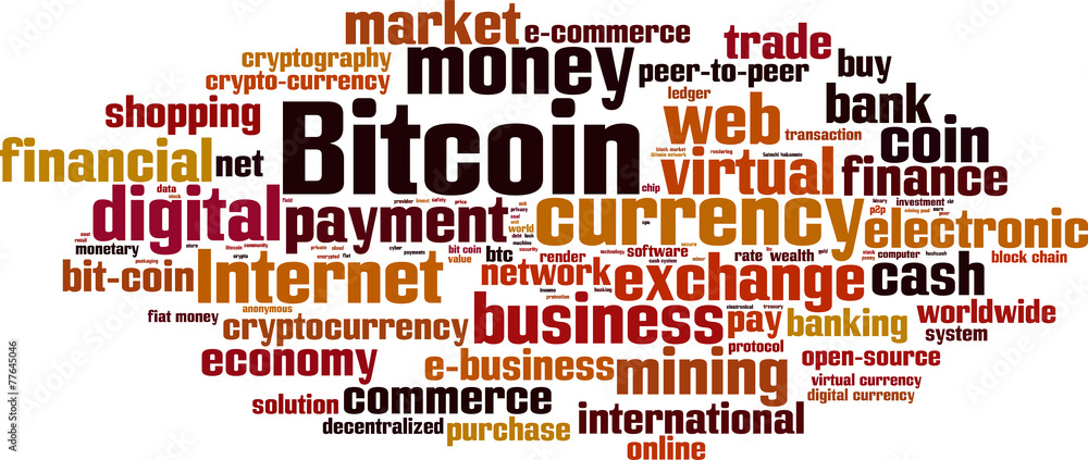 Obraz premium Bitcoin word cloud concept. Vector illustration