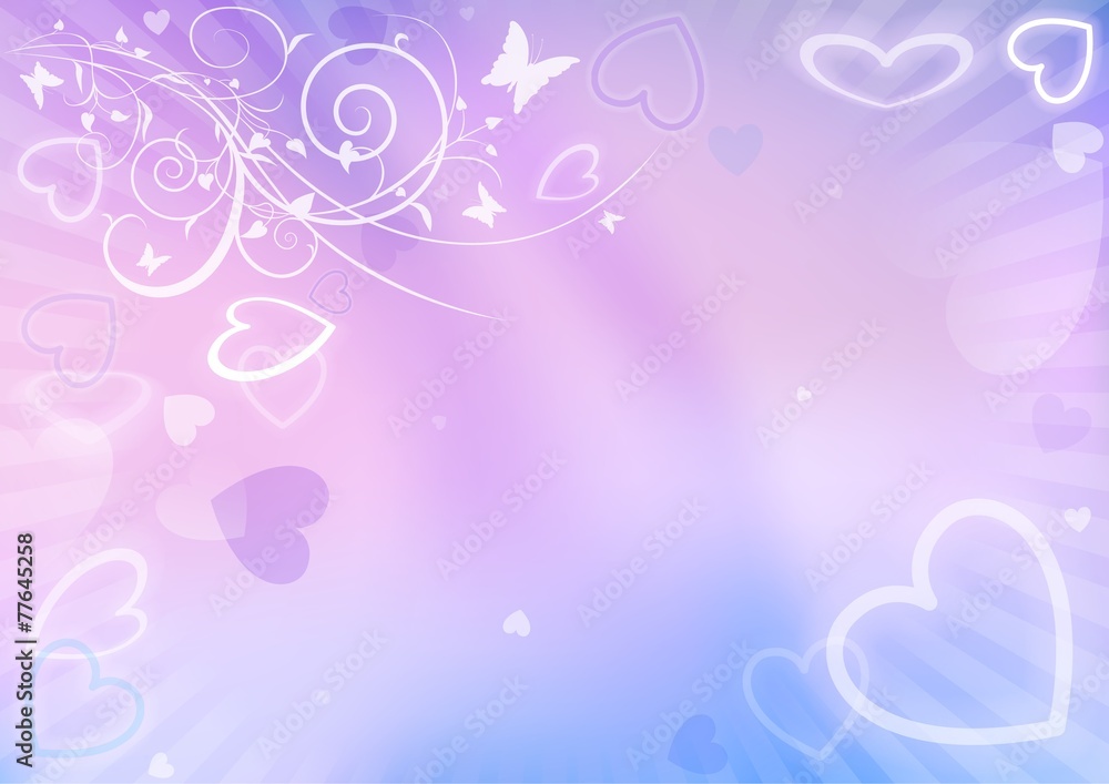 Valentines Background With Hearts And Floral
