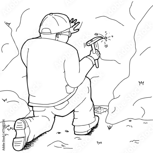 Outline of Geologists Collecting Specimen