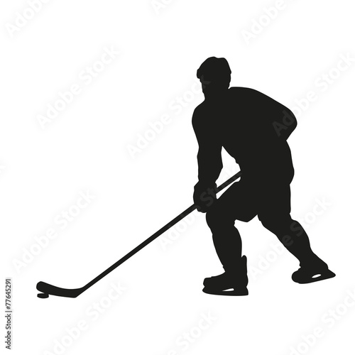 Hockey player. Vector silhouette