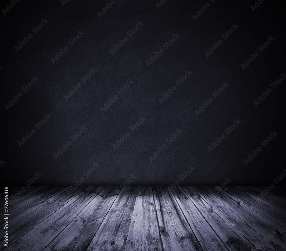 Violet wall and wooden floor interior background Violet wall and wooden floor interior background