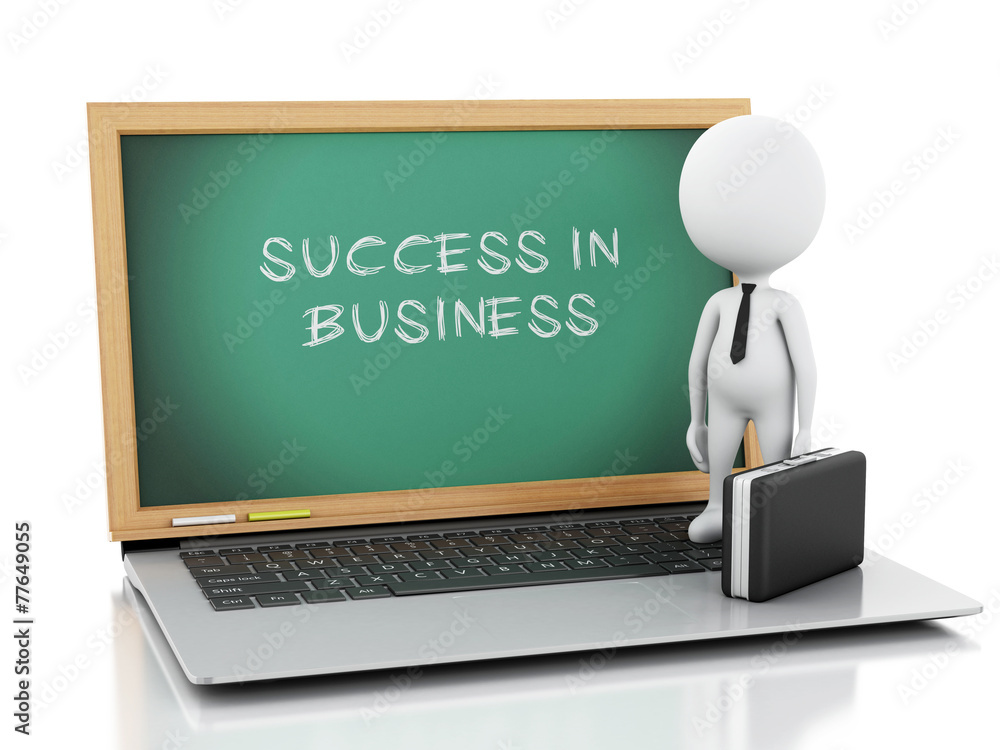 3d white business people with briefcase and laptop. 3d white business people with briefcase and laptop.